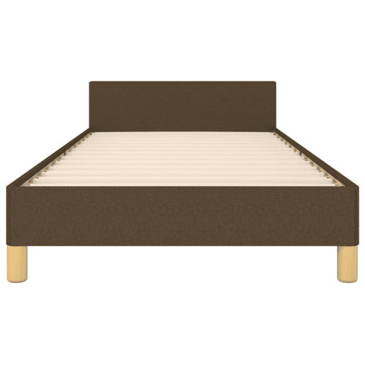 Estrutura de cama de solteiro Design c cabeceira tecido 80x200 cm castanho-escuro