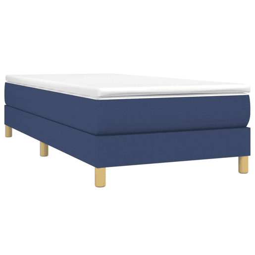 Estrutura de cama de solteiro para adultos com molas 90x200 cm tecido azul