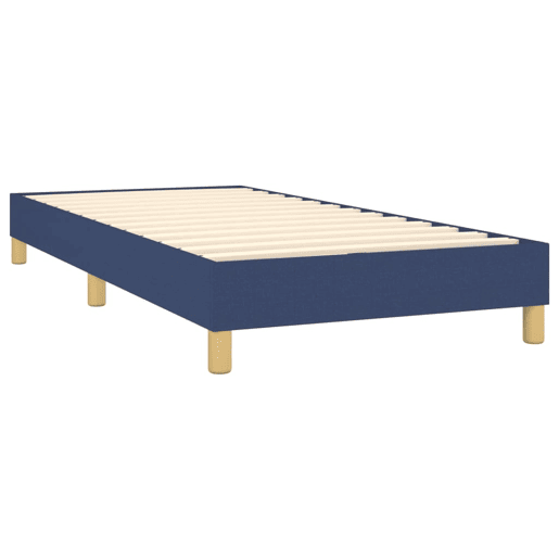Estrutura de cama de solteiro para adultos com molas 90x200 cm tecido azul