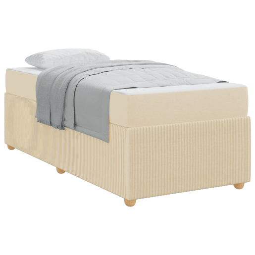 Estrutura de cama de solteiro para adultos com colchão - Creme 100 x 200 cm tecido