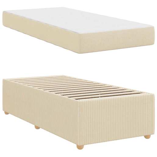 Estrutura de cama de solteiro para adultos com colchão - Creme 100 x 200 cm tecido