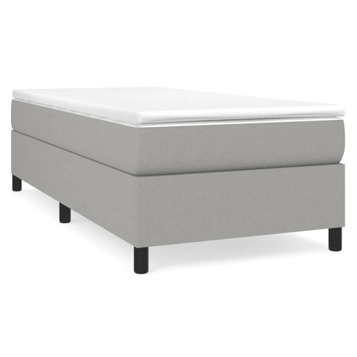 Estrutura de cama de solteiro para adultos com molas 90x190 cm tecido cinzento-claro
