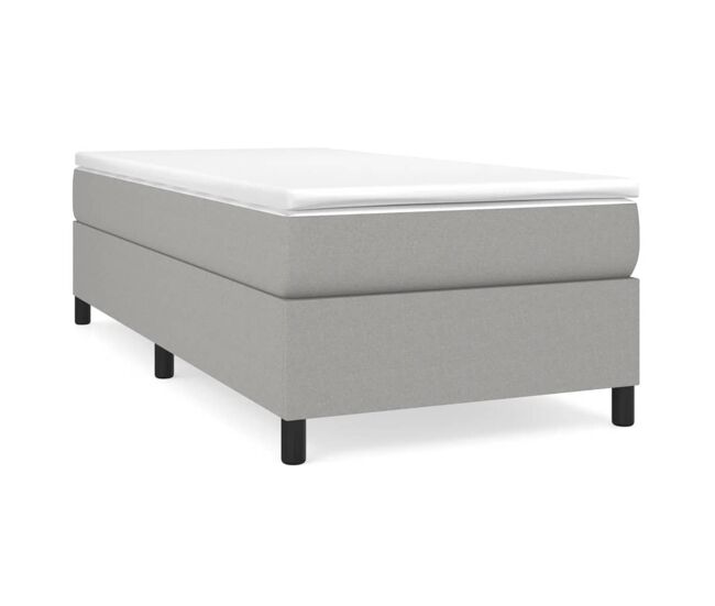 Estructura de cama individual para adultos con somier - tela gris claro 90x190 cm