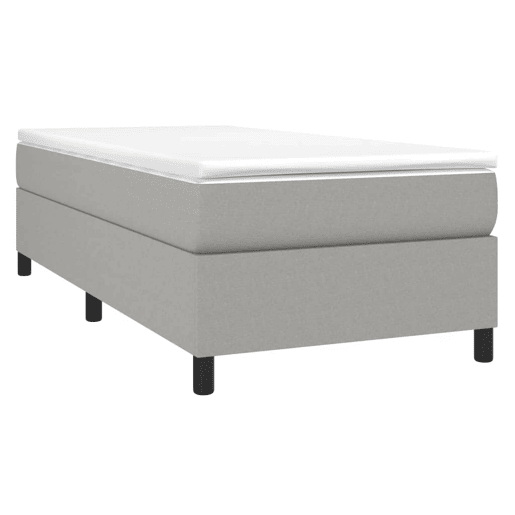 Estrutura de cama de solteiro para adultos com molas 90x190 cm tecido cinzento-claro