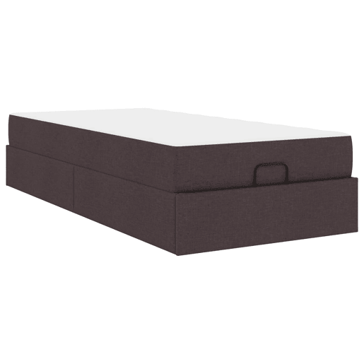 Estrutura de cama de solteiro para adultos com colchão 2 pcs Bronzeado tecido