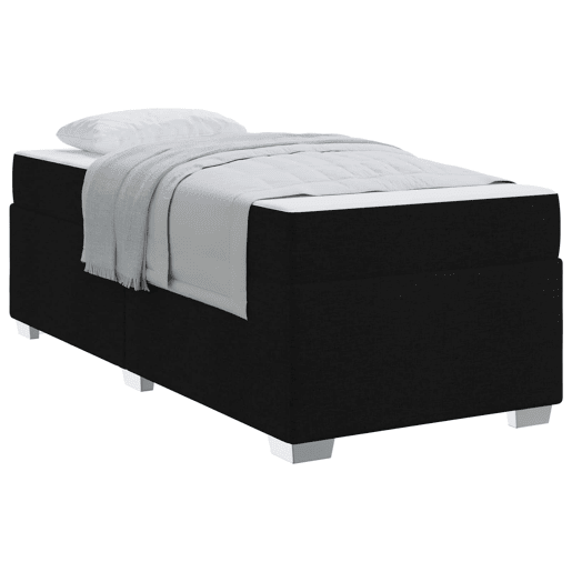 Estrutura de cama de solteiro para adultos com colchão Preto 90 x 200 cm tecido