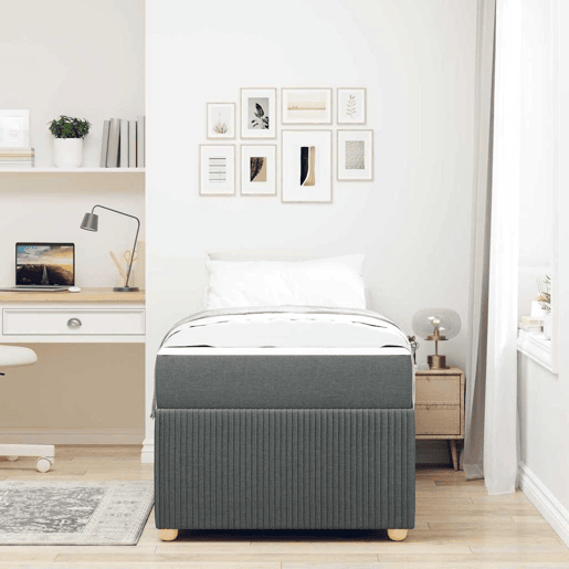 Estrutura de cama de solteiro para adultos com colchão - Cinza Escuro 100 x 200 cm tecido