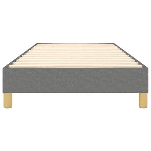 Estrutura de cama de solteiro para adultos com molas 90x200 cm tecido cinzento-escuro