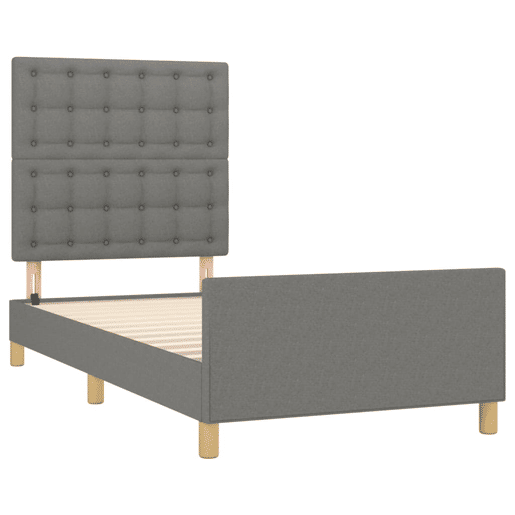 Estrutura de cama de solteiro Design c cabeceira tecido 80x200 cm cinza-escuro