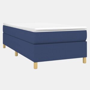 Estrutura de cama de solteiro para adultos com molas 100x200 cm tecido azul