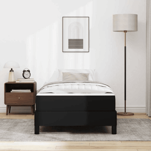 Estrutura de cama de solteiro para adultos com colchão Preto 90 x 190 cm tecido