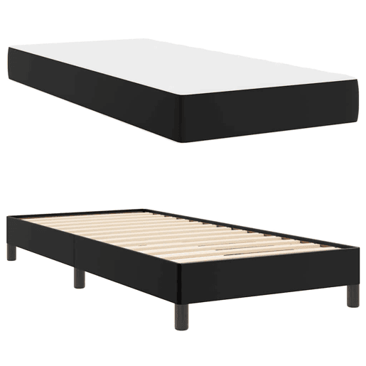 Estrutura de cama de solteiro para adultos com colchão Preto 90 x 190 cm tecido