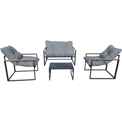 Conjunto de mobiliário de jardim Jules - 4 lugares - CinzentoPreto