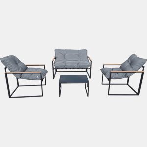 Conjunto de mobiliário de jardim Jules - 4 lugares - CinzentoPreto