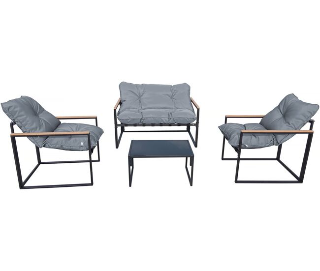 Muebles de jardín "jules" - 4 plazas - gris/negro