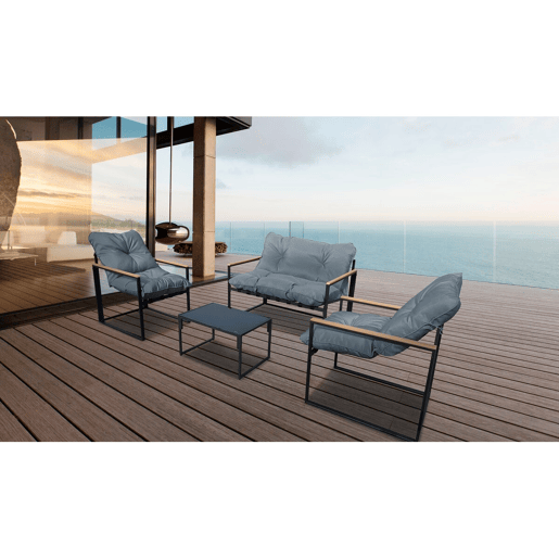 Conjunto de mobiliário de jardim Jules - 4 lugares - CinzentoPreto