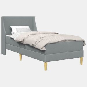 Estrutura de cama de solteiro simple com colchão Cinzento-claro 90 x 200 cm tecido