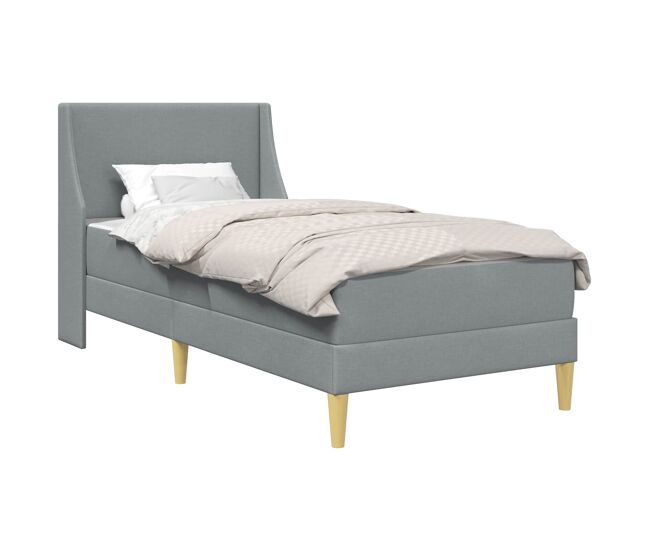 Estructura de cama individual para adultos con colchón liso gris claro 90 x 200 cm tela
