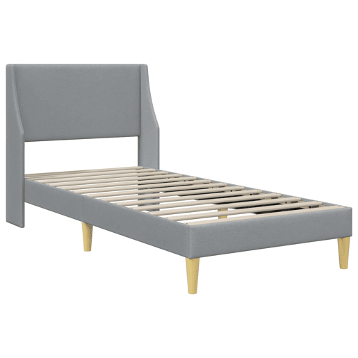 Estrutura de cama de solteiro simple com colchão Cinzento-claro 90 x 200 cm tecido