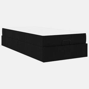 Estrutura de cama de solteiro para adultos com colchão com colchão 2 pcs Preto tecido