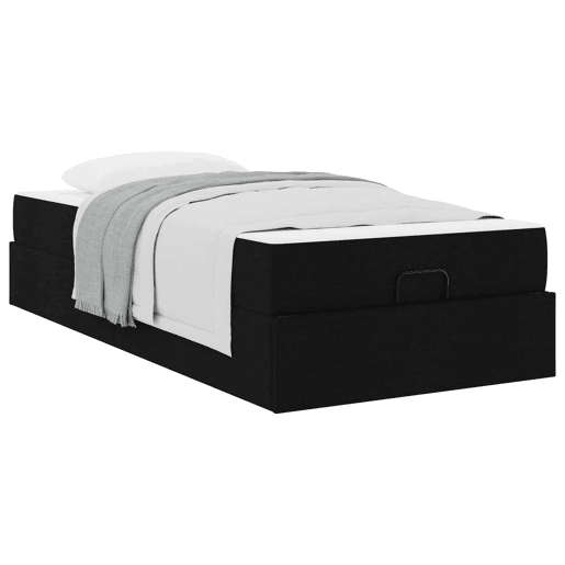 Estrutura de cama de solteiro para adultos com colchão com colchão 2 pcs Preto tecido
