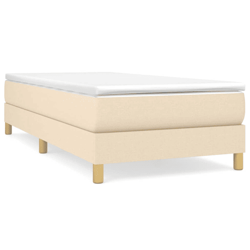 Estrutura de cama de solteiro para adultos com molas 90x200 cm tecido creme