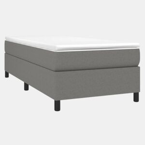 Estrutura de cama de solteiro para adultos com molas 100x200 cm tecido cinzento-escuro