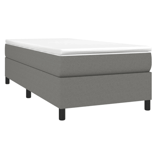 Estrutura de cama de solteiro para adultos com molas 100x200 cm tecido cinzento-escuro