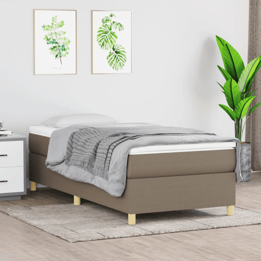 Estrutura de cama de solteiro para adultos com molas 80x200 cm tecido cinzento