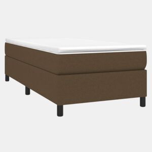 Estrutura de cama de solteiro para adultos com molas 100x200 cm tecido castanho-escuro