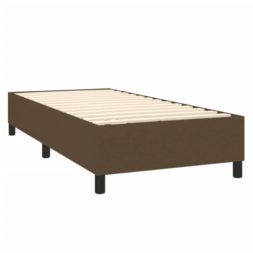 Estrutura de cama de solteiro para adultos com molas 100x200 cm tecido castanho-escuro