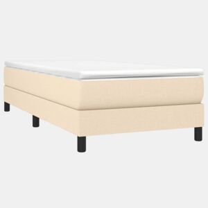 Estrutura de cama de solteiro para adultos com molas 90x190 cm tecido creme