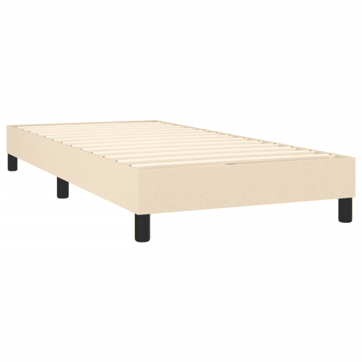 Estrutura de cama de solteiro para adultos com molas 90x190 cm tecido creme