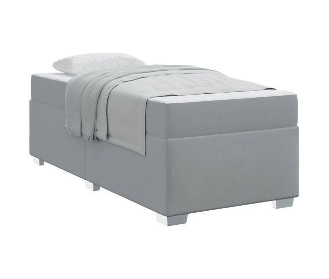 Estructura de cama individual para adultos con colchón gris claro 90 x 200 cm tela
