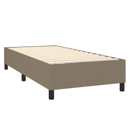 Estrutura de cama de solteiro para adultos com molas 100x200 cm tecido cinza-acastanhado