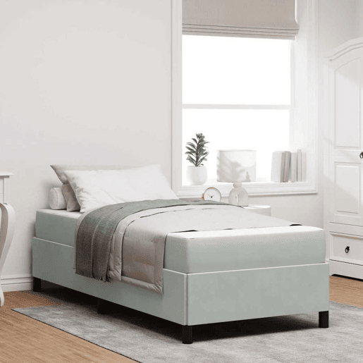 Estrutura de cama de solteiro para adultos Cinzento-claro 100 x 200 cm tecido