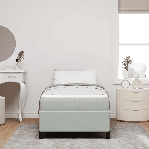 Estrutura de cama de solteiro para adultos Cinzento-claro 100 x 200 cm tecido