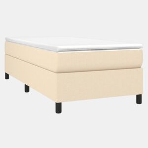 Estrutura de cama de solteiro para adultos com molas 90x200 cm tecido creme