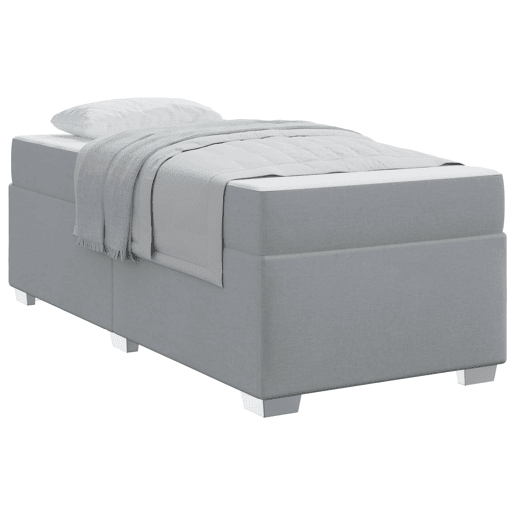 Estrutura de cama de solteiro Design com colchão Cinzento-claro 80 x 200 cm tecido