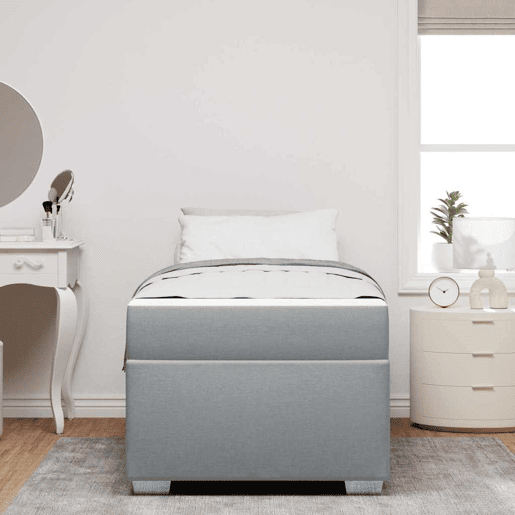 Estrutura de cama de solteiro Design com colchão Cinzento-claro 80 x 200 cm tecido