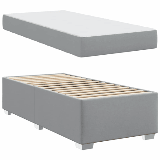 Estrutura de cama de solteiro Design com colchão Cinzento-claro 80 x 200 cm tecido