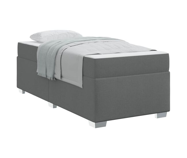 Estructura de cama individual para adultos con colchón gris oscuro 90 x 190 cm tela
