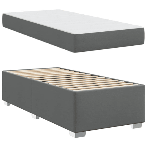 Estrutura de cama de solteiro para adultos com colchão Cinza Escuro 90 x 190 cm tecido