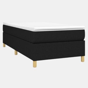 Estrutura de cama de solteiro para adultos com molas 80x200 cm tecido preto