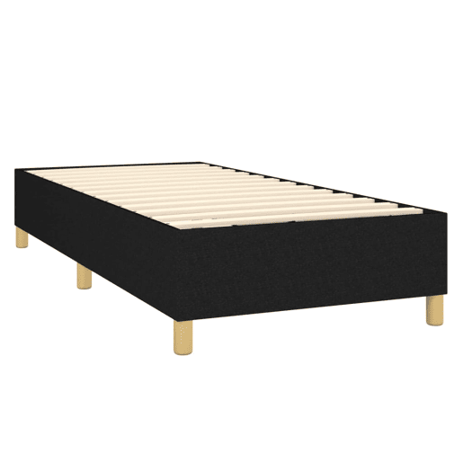 Estrutura de cama de solteiro para adultos com molas 80x200 cm tecido preto
