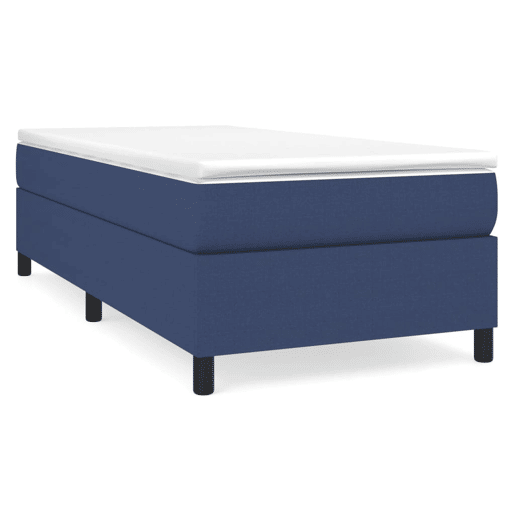 Estrutura de cama de solteiro para adultos com molas 90x190 cm tecido azul