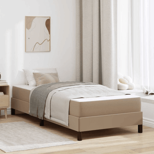 Estrutura de cama de solteiro para adultos com colchão Cappuccino 80 x 200 cm tecido