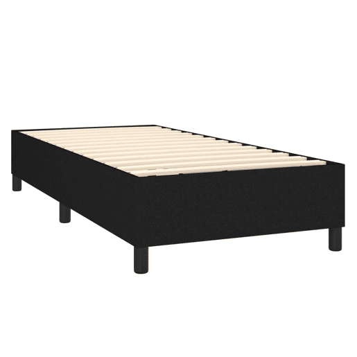 Estrutura de cama de solteiro para adultos com molas 90x200 cm tecido preto