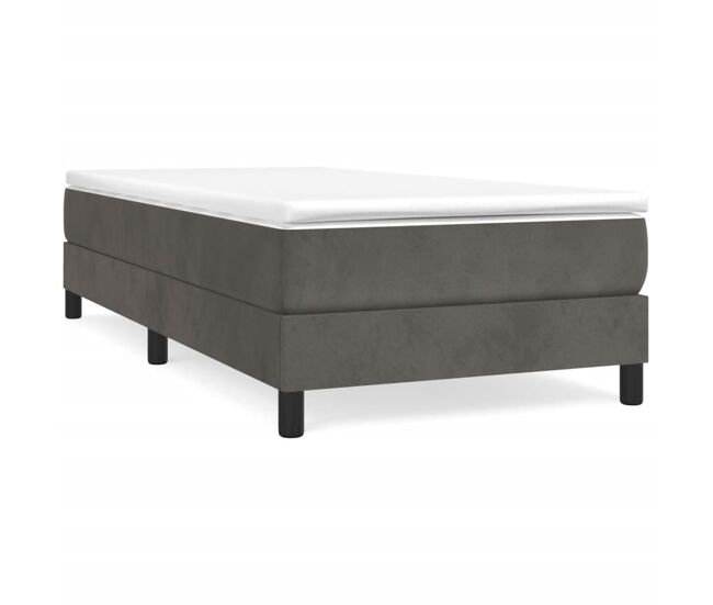 Estructura de cama individual para adultos con somier - terciopelo gris oscuro 90x200 cm