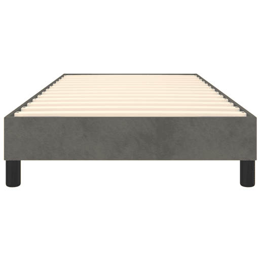 Estrutura de cama de solteiro para adultos com molas 90x200 cm veludo cinzento-escuro
